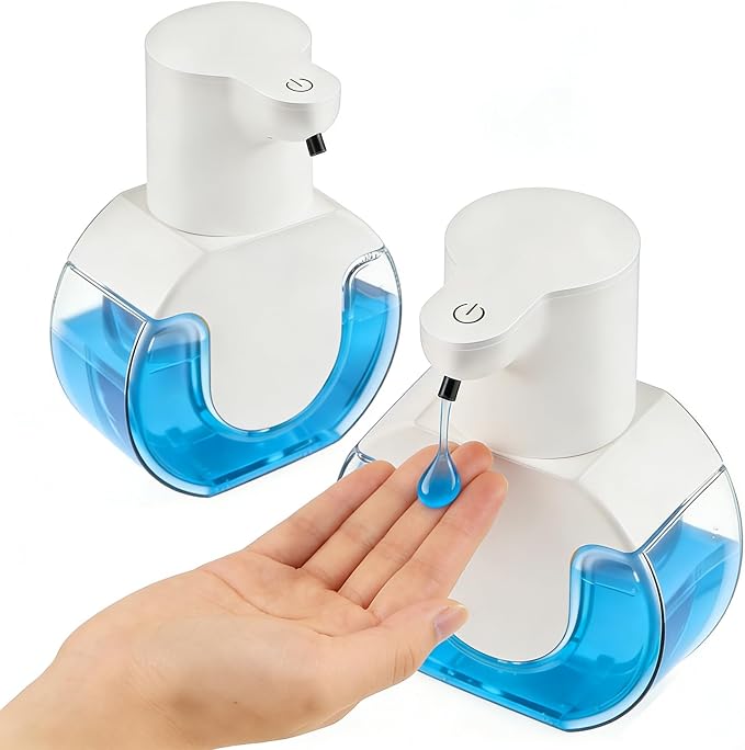 2Pack Automatic Soap Dispenser Touchless,Rechargeable Liquid Soap Dispenser,15oz/420ml Smart Hand Soap Dispensers,4-Level Adjustable,Wall Mount for Bathroom Kitchen Dish Soap,Hands-Free(White)