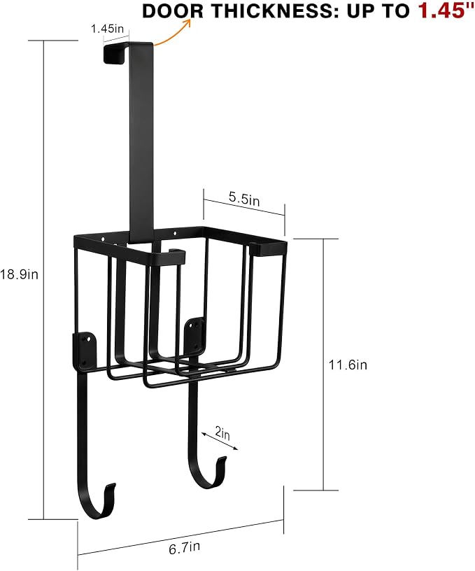 ORLESS Over The Door/Wall Mount Ironing Board Hanger, Laundry Room Iron and Ironing Caddy Board Storage Holder, Black