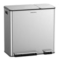 Dual Trash and Recycling Bins for Kitchen, 13+5.3 Gallon Stainless Steel Garbage and Recycle Bin Combo for Large Families, Soft Close Lid, Removable Liner Buckets, Silver