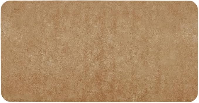 TYUU Bathroom Mat Quick Dry, Bathroom Rugs Non Slip Washable Thin Absorbent Bath Mat Fits Under Door Bathroom Floor Mat Perfect for Bath, Shower, or Sink 24"x48" Camel