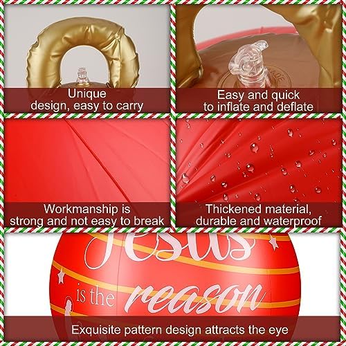 Jetec 4 Pcs Giant Inflatable Christmas Ball, Religious, Color 6