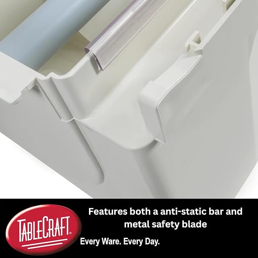 TableCraft KK6 KenKut 24" Film and Foil Dispenser, ABS Construction, Holds 24" Rolls up to 6" Diameter, Anti-Static Bar, Metal Safety Blade, Wall-Mount & Suction-Cup Options, Dishwasher Safe