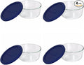Pyrex 7203 (7-Cup) Glass Storage Set With Blue Lids (4-Pack) - Made in USA | Tempered Glass Construction | BPA-Free Plastic Lids | Snug-Fit | Top-Rack Dishwasher Safe | Refrigerator & Freezer Safe