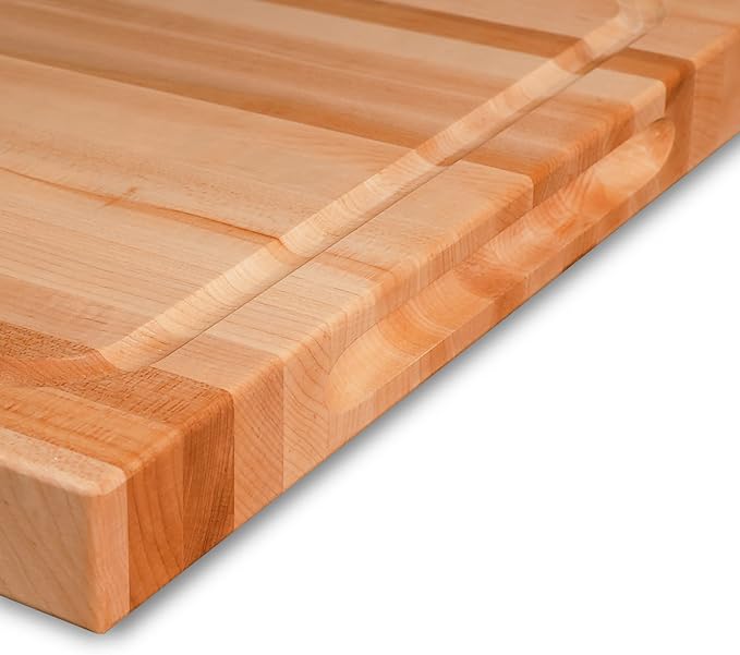 Wood Cutting Board for Kitchen, USA Grown Hardwood, 20 x 15, Hard Maple with Invisible Inner Handle, Prefinished with Food-Grade Oil, Suitable for Kitchen Edge Grain, 1-1/2" Thick