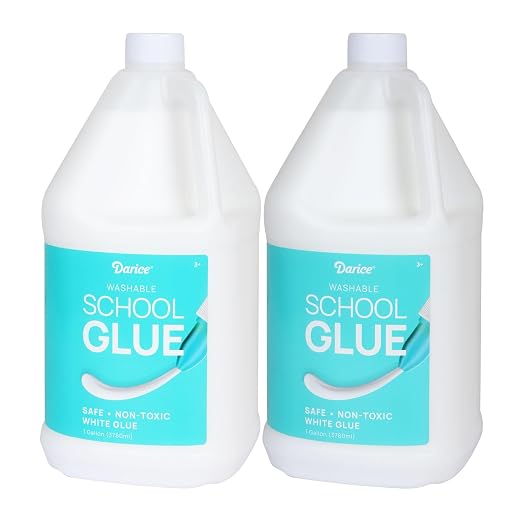 Darice School Glue – 2-Pack 1 Gallon Craft Glues – Washable and Safe Liquid Glue – No Run Formula Dries Clear – Multipurpose for Slime, Paper Mache, Arts and Crafts Projects, Back to School Supplies