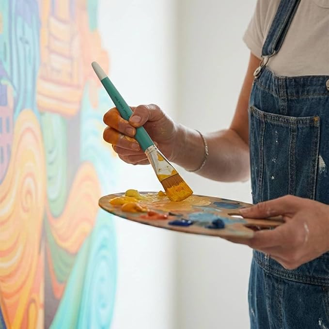 Creative Mark Art Supplies Large Mural Synthetic Golden Taklon Paint Brush - Filbert #40-2 Pack - Artist Supplies for Acrylics, Watercolors, and Oils - Durable, Resilient, Seamless Ferrules