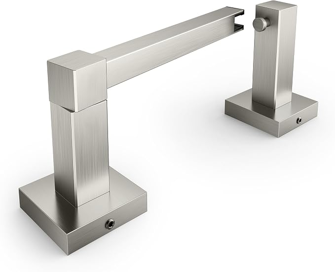 FORIOUS Toilet Paper Holder Wall Mount, Stainless Steel Rustproof Double Post Pivoting Tissue Roll Holder for Bathroom, Commercial Toilet Paper Dispenser (Brushed Nickel, Square)