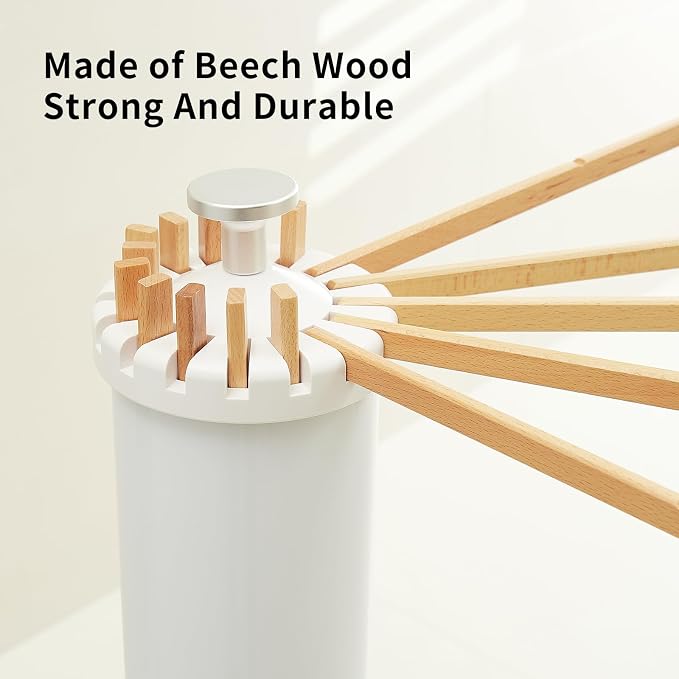 RFOUO Clothes Drying Rack Tripod,Foldable Portable Laundry Drying Rack with Wooden 16 Rods, Space-Saving Freestanding Clothes Rack for Indoor Outdoor, Apartment, Bedroom, Laundry Room