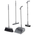 Broom and Dust Pan, Broom and Dustpan Set with Push Brooms, Self-Cleaning Comb & Space-Saving Design for Indoor Outdoor Cleaning (Grey)