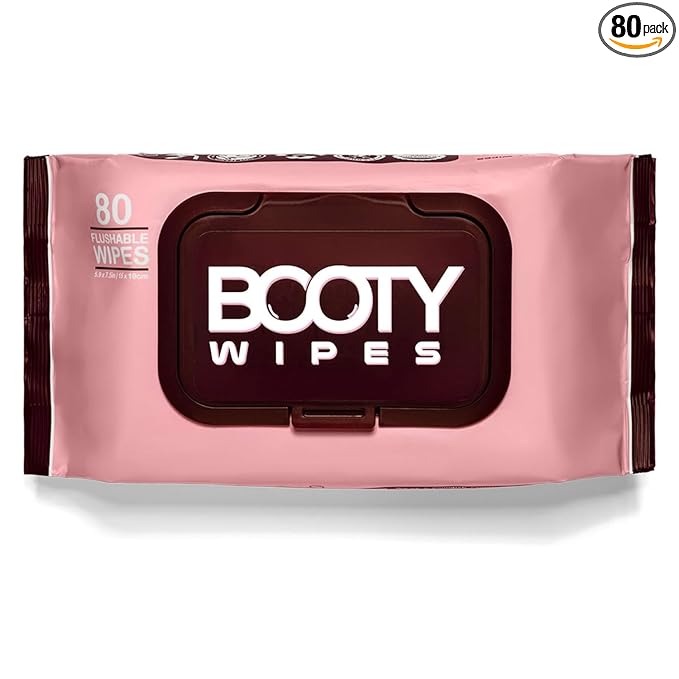 BOOTY WIPES Flushable Wipes for Women - 80-Count Wet Wipes for Adults - pH-Balanced Feminine Wet Tissue with Vitamin E and Aloe - Gentle Feminine Hygiene Body Cleansing Cloth - No Fragrance Large
