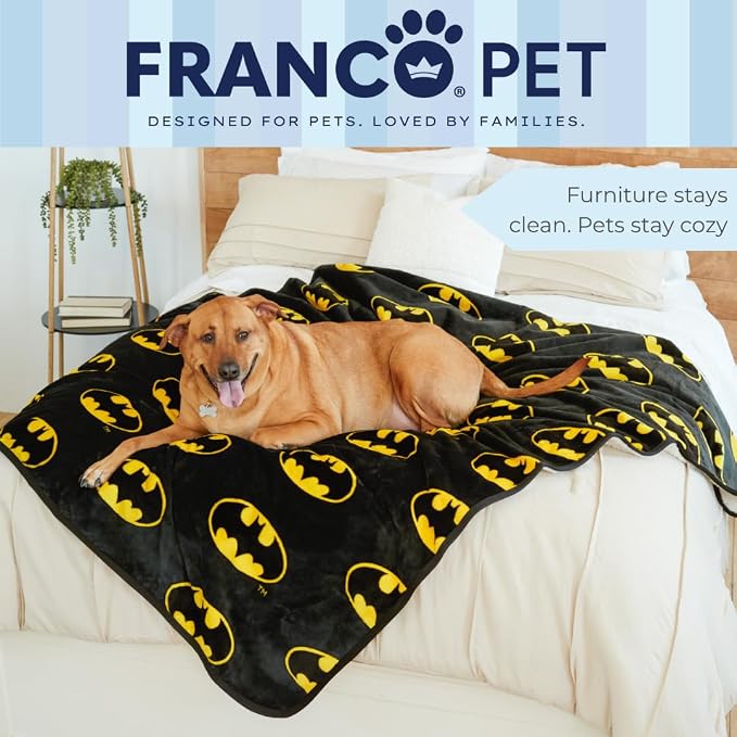 Batman DC Comics Waterproof Dog Bed Cover, Large 50x60 Pet Blanket for Furniture Bed Couch Sofa, (Officially Licensed) by Franco
