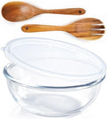 6.2Quart Large Glass Bowls with Lid,Thickened 12Inch Clear Glass Salad Cooking Bowls for Kitchen Salad Bread Storage, For Prepping, Marinating & Mixing Brining Kimch