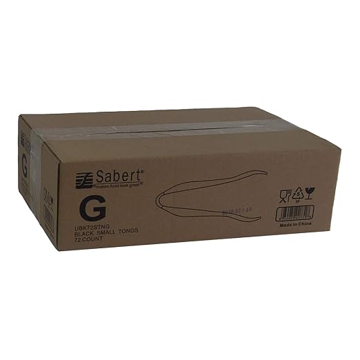 Sabert 6" Serving Tong, Black, Durable Plastic, Disposable, 72 Count
