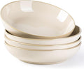 AmorArc 8.5'' Large Ceramic Pasta Bowls, 36oz Stoneware Pasta Serving Bowls Set of 4 for Kitchen, Wide Bowls for Pasta,Salad,OatmeaL,Microwave Safe, Reactive Glaze-Vanilla