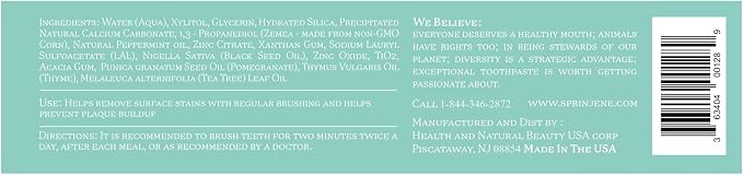 SprinJene Natural Total Care Fluoride Free Toothpaste – Patented Formula with Black Seed Oil & Zinc – Dry Mouth Toothpaste for Fresh Breath & Strong Teeth – Made in the USA (4 Pack)