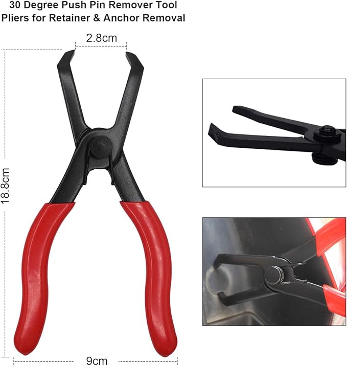 TOOLEAGUE Fuel Line Pliers Set 6Pcs, Hose Remover, 9" Fuel Filter Caliper, Hose Pipe Clamp Clip, Flat Hose Clamp Plier, 30 Degree Disconnect Pliers Set for Auto Maintenance with Storage Case