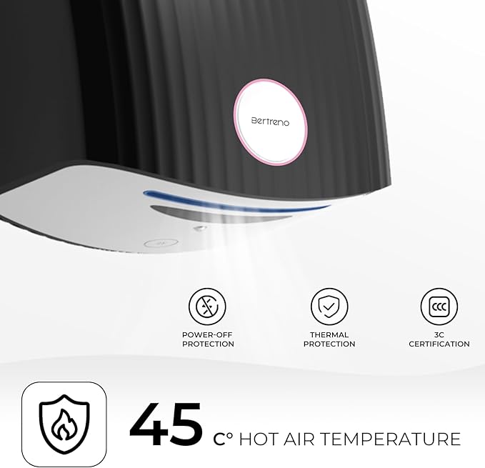 Commercial Hand Dryer Bathroom 110V Compact Electric Hand Dryers for Bathrooms Commercial High Speed Plug in Hand Dryers Home LED Work Light and Low Noise Black