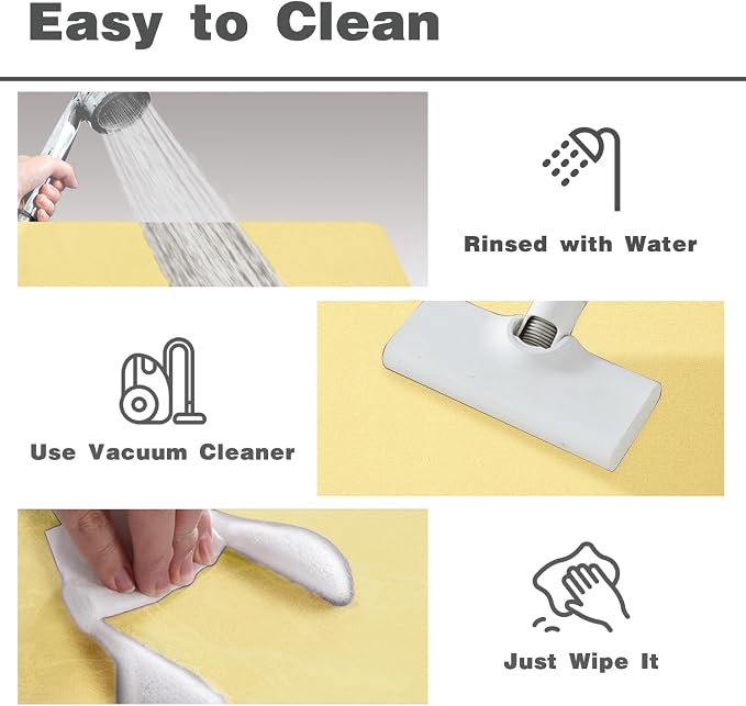 TYUU Bathroom Mat Quick Dry, Bathroom Rugs Non Slip Washable Thin Absorbent Bath Mat Fits Under Door Bathroom Floor Mat Perfect for Bath, Shower, or Sink 24"x36" Light Yellow
