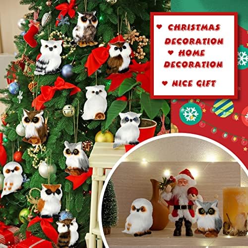 10 Pieces Owls Woodland Animal Ornaments for Christmas Tree, 3.2" Plush Owl