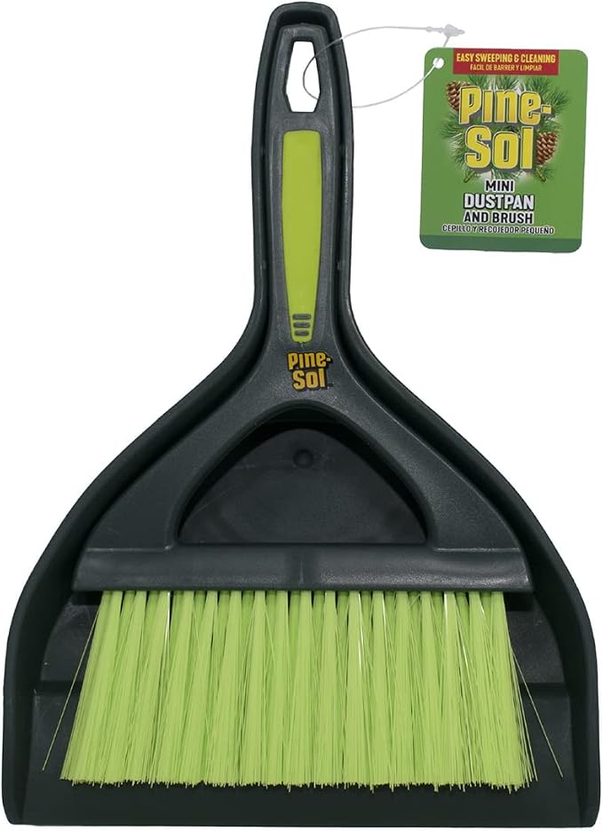 Pine-Sol Mini Dustpan and Brush Set | Nesting Snap-On Design | Portable,Compact Dust Pan and Hand Broom for Cleaning,Green,(Pack of 12)