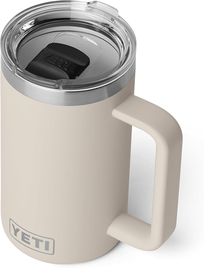 YETI Rambler 24 oz Ceramic Lined Stackable Mug 2.0, Vacuum Insulated, Stainless Steel with MagSlider Lid, Cape Taupe