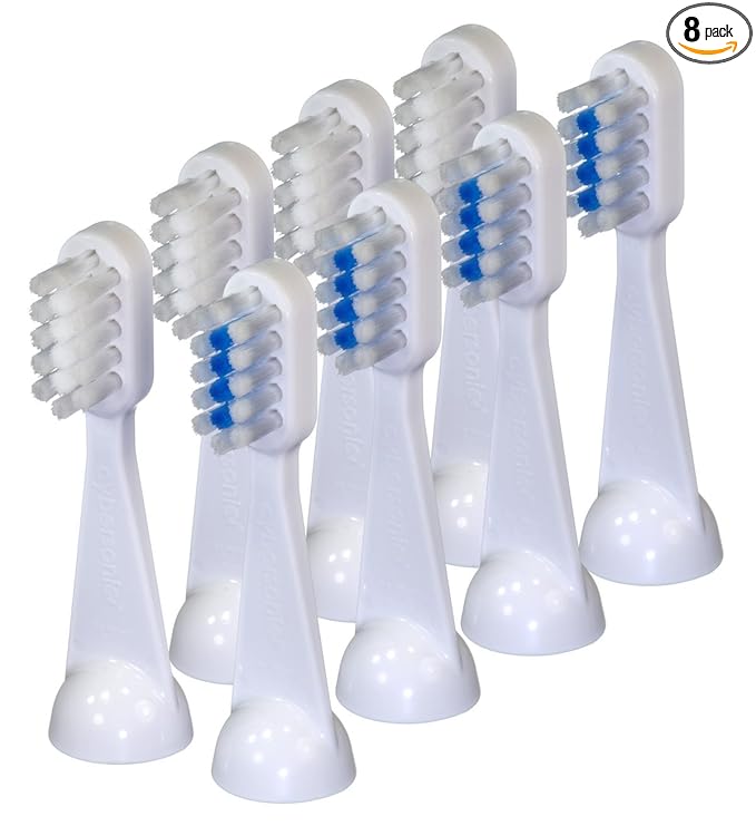 Cybersonic Traditional Replacement Brush Heads, 8 Pack, Compatible With All Cybersonic Electric Toothbrushes