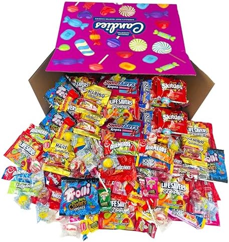 HUGE Assorted Candy PARTY MIX BOX 6.50 LBS/104 OZ Over 255 Individually Wrapped Candies of All Time America's Most (104)