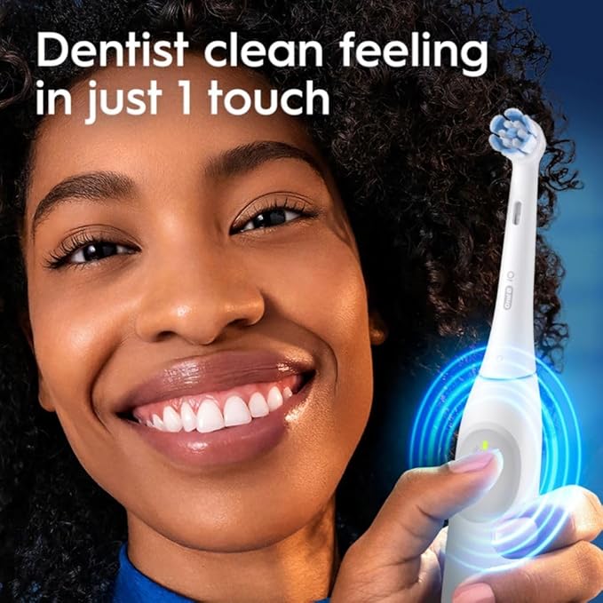 Oral-B Rechargeable Electric Toothbrush, iO2 Starter Kit, 3 Cleaning Modes, Automatic Pressure Sensor to Protect Gums, 2 Brush Heads, Pure White