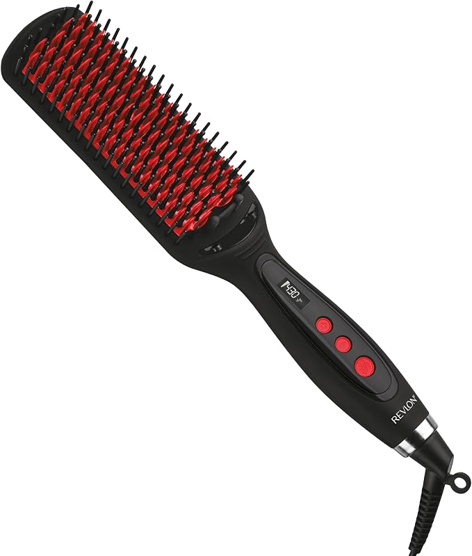 REVLON SmoothStay XL Hair Straightener, Heated Straightening Brush with Coconut Oil Infused Ceramic Plates, Long-Lasting Sleek Results, Reduced Frizz & Static