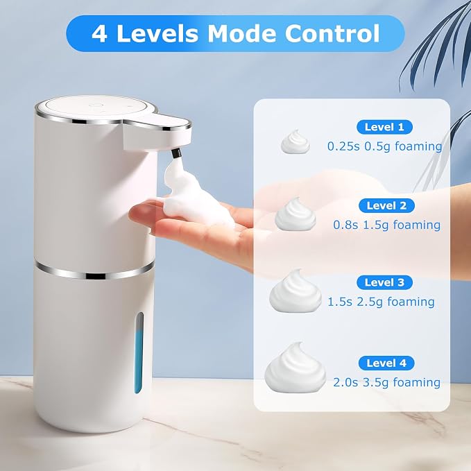 4 Pack Automatic Soap Dispensers,12.8oz/380ml USB Touchless Automatic Foaming Soap Dispenser,Rechargeabled Wall Mounted Smart Soap Dispenser for Bathroom Kitchen Dish Soap