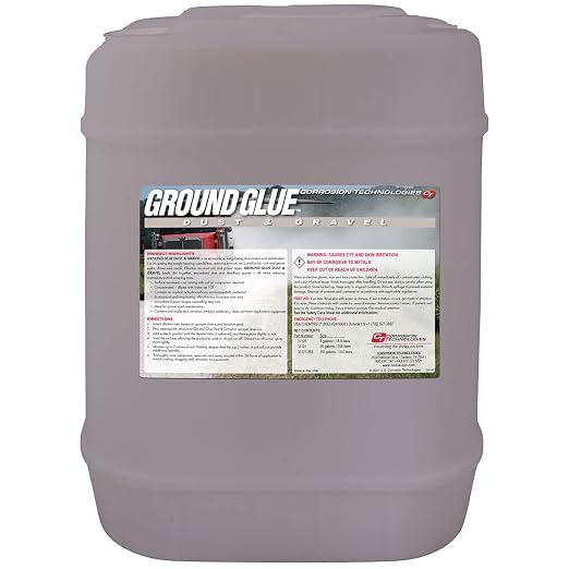 Corrosion Technologies Ground Glue Dust & Gravel, 5 Gallon | Dust Control Binder for Paths, Ranch & ATV Trails, Super Concentrated Formula for Outdoor Soil & Rock Stabilization
