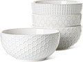 LE TAUCI Large Soup Bowl 42 OZ, Ceramic Kitchen Bowl Set for Soup, Pho, Chip, Pasta, Fruits, Salad, Noodle and Ramen- 7 Inch, Set of 4, Arctic white