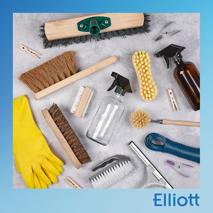 Elliott Basic Lobby Dustpan and Brush Set,Upright Sweeping Broom and Dust Pan Set Ideal for Home use,Supplied with Grey Plan and Black Handles