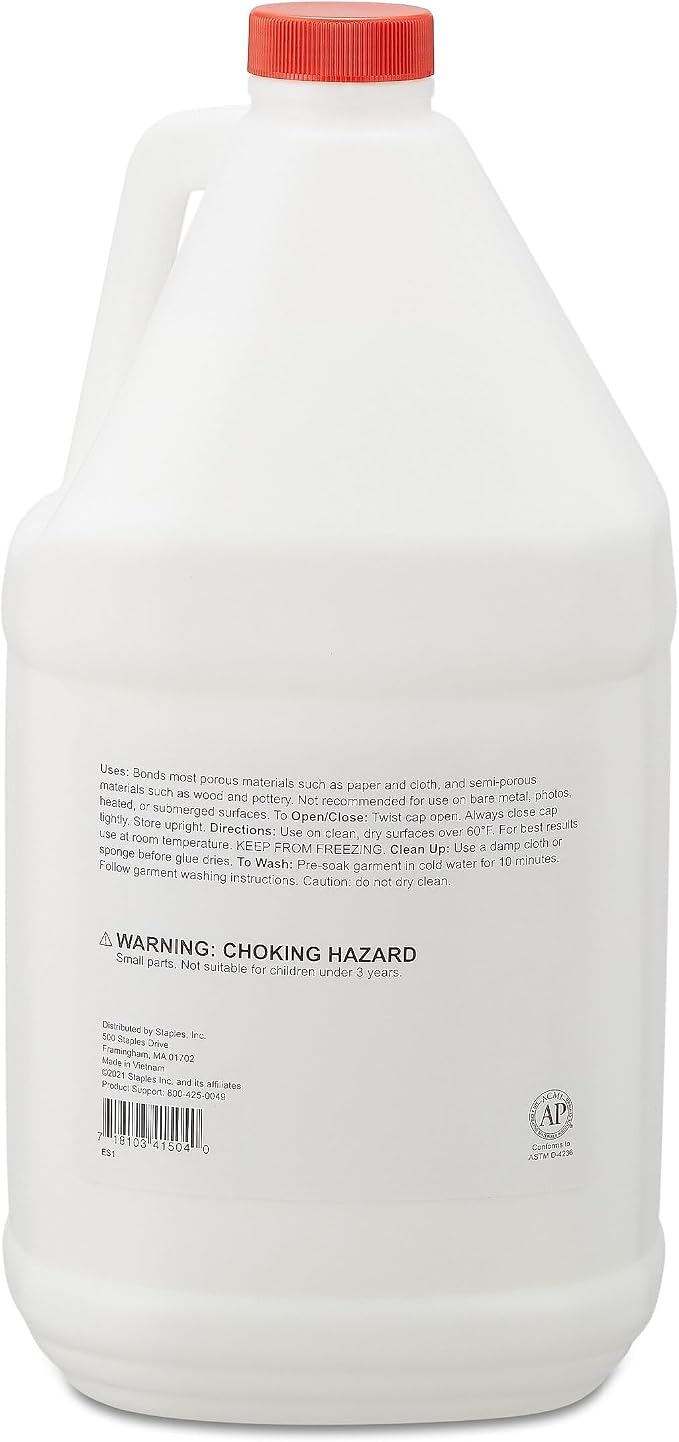 Staples Washable Liquid School Glue, 128 oz., White, 2/Pack