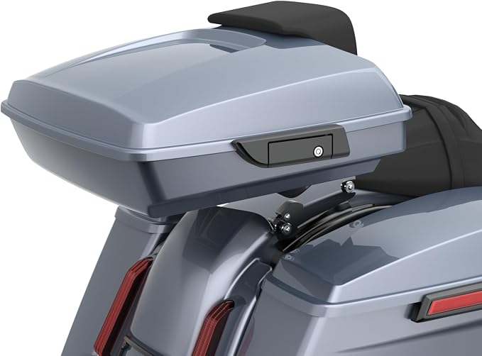 Advanblack Road Glide Tour Trunk Pack Gauntlet Grey Metallic Razor Tour Trunk Pack Backrest Pad for '97-'25 Harley Touring Road King Street Glide Electra Glide CVO models