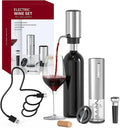 CIRCLE JOY Electric Wine Opener Set 4-in-1 Wine Set with Rechargeable Wine Opener, Rechargeable Wine Aerator Pourer, Foil Cutter and Vacuum Wine Stopper, Gift Set for Wine Lovers, Silver