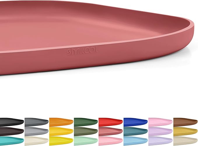 SMILOOL Waterproof Silicone Pet Food Mat with Raised Edge for Dog & Cat | 12" x 12" Non-Slip Small Pet Feeding Mats with Lip for Food & Water Bowl, Food Grade, Easy Cleaning, Erythrinus