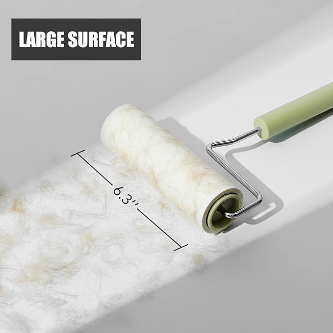 Extra Sticky Large Surface Lint Roller, 6.3'' Giant Lint Roller for Pet Hair, Long Handle Lint Remover for Clothes, Furniture, Dog & Cat Hair Remover (1 Extendable Roller+540 Sheets)