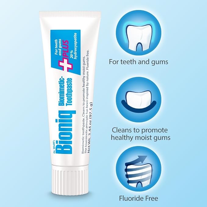 Bioniq Plus+ Gum 20% Hydroxyapatite Toothpaste 3.44 OZ | bioHAP and Fluoride Free Toothpaste for Daily Use, Clinically Tested, Expert for Enamel and Gum Care, 3.44 Oz 1 Pack