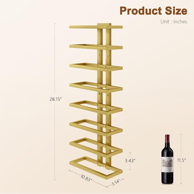 Hoctieon 8 Tier Wall Mount Wine Rack, Wall Racks for Wine Bottles Display and Storage, Hanging Bottle Organizer for Living Room, Dining Room, Wine Cellar, Bar, Quartz Green