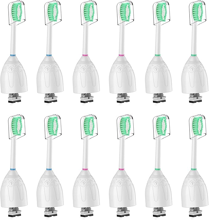 Replacement Toothbrush Heads for Philips Sonicare E-Series/Essence/Xtreme/Elite and Other Screw-on Electric Toothbrush Models, 12 Pack, Dupont Bristles