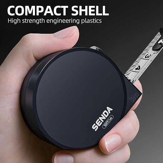 SENDA Tape Measure 10FT/3M, Compact Small Measuring Tape, Black and White Faceted Ruler Tape, Easy-to-Read Metric/Inch Measurements for Home, Office & DIY Crafts Use(10Ft)