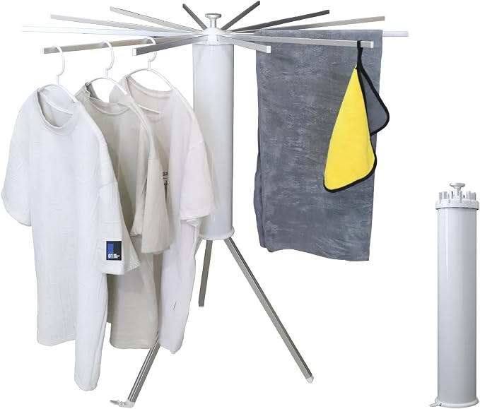 RFOUO Clothes Drying Rack Tripod,Laundry Hanger Dryer Rack,Portable Foldable Drying Rack-Drying Rack Clothing Laundry Bedroom Household Aluminum-12rods