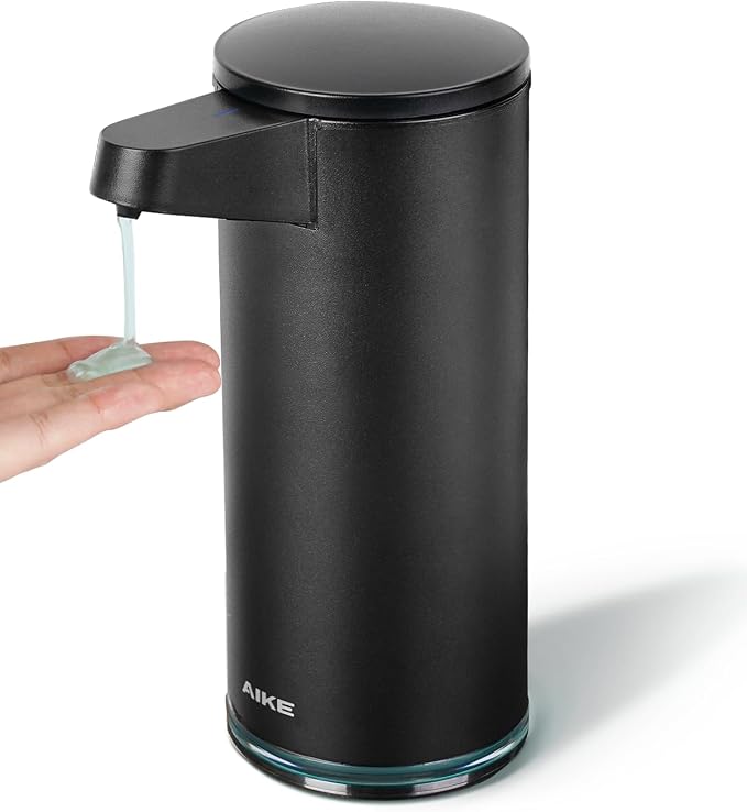 AIKE SensePro Automatic Soap Dispenser 12.8oz Spot Resist Matte Black | Type-C Charge with Months Long Standby Time, Adjustable 5 Levels Precise Dispense for Home Dish Soap and Hand Soap