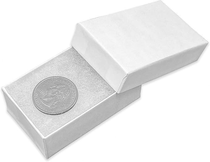 TheDisplayGuys - 25-Pack #11 Cotton Filled Cardboard Paper Jewelry Boxes Gift Case - Matte White (2.1" x 1.8" x 0.8") - for Shipping or Storage
