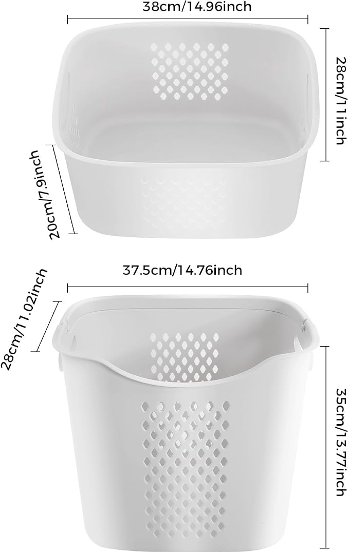 3 Tier Laundry Basket for Bathroom Rolling Stackable Storage with Wheels | 360° rolling wheels (2 lockable). Large capacity, hollow design prevents odors. Top shelf holds 11 lbs. Space-saving