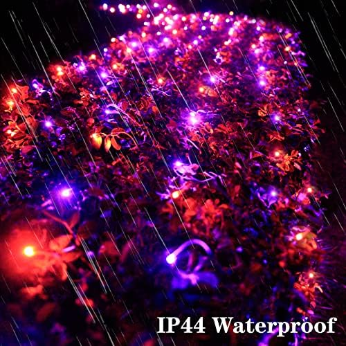 Lovelite 300LED Net Lights Halloween Decorations, 14.8ft x 5ft Outdoor Mesh Lights 8 Modes & Timer, Connectable Waterproof Christmas Light for Bushes Xmas Tree Party Garden Lawn, Purple Orange
