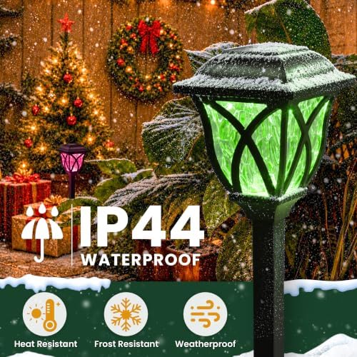GIGALUMI Solar Christmas Lights Outdoor Decor, Multicolor Pathway Lights