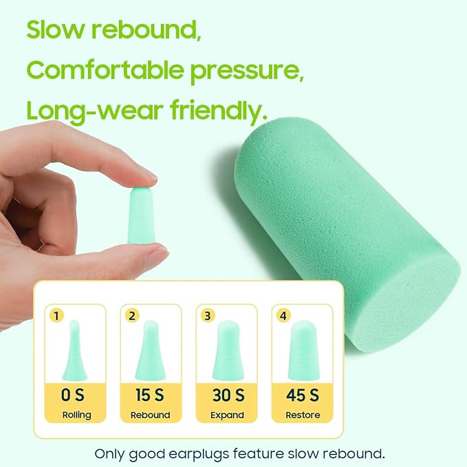 50 Pairs Foam Ear Plugs for Sleeping Individually Wrapped 32dB - Ear Plug Noise Reduction Safety Soft Earplugs for Construction Shooting Industrial Work Use