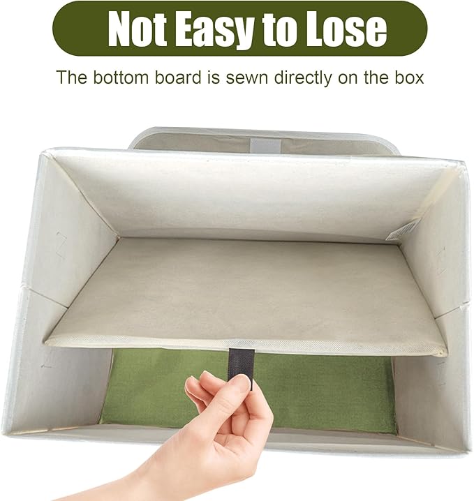 Bagnizer Large 22 Quart Linen Fabric Foldable Storage Bin Cube Organizer Basket with Flip-Top Lid & Handles, Clothes Blanket Box for Home, Office, Closet, Green & White, 4 Pack 14.6 x 9.5 x 9.5